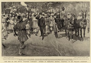 La fine della Campagna di Frontiera Indiana, Afridis a Peshawur che salutano Sir William Lockhart da Frank Craig
